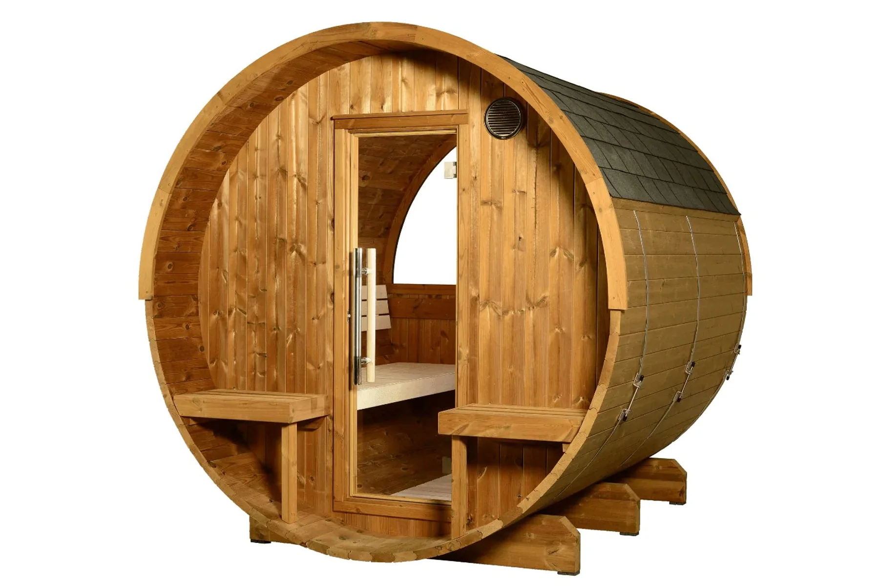 Almost Heaven Evander 6-Person Half-Moon Canopy Barrel Sauna (Heritage Collection) (🧨JULY 4th SALE) - Image 9