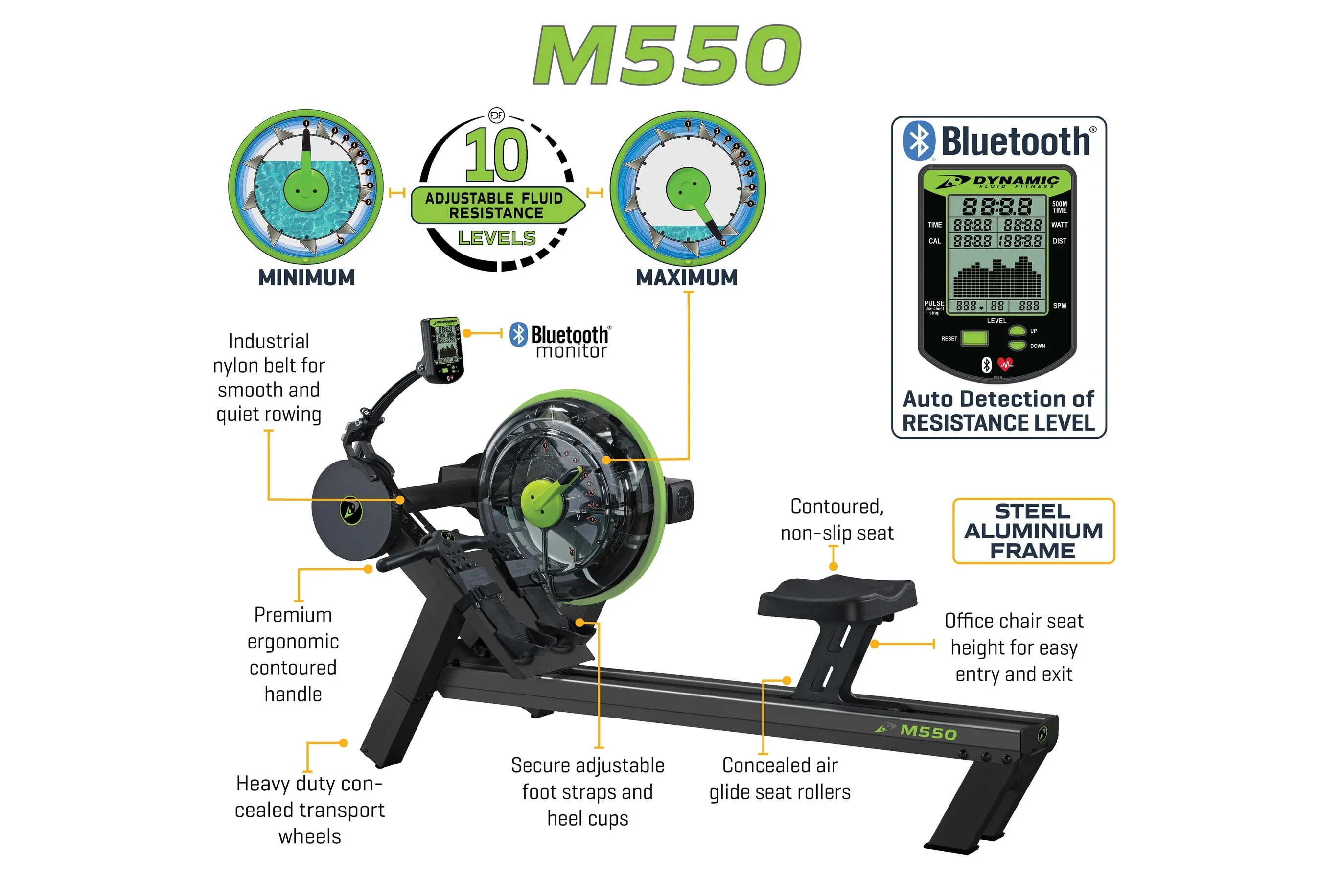 Dynamic Fluid M550 Rower (💥JULY 4th SALE) - Image 4