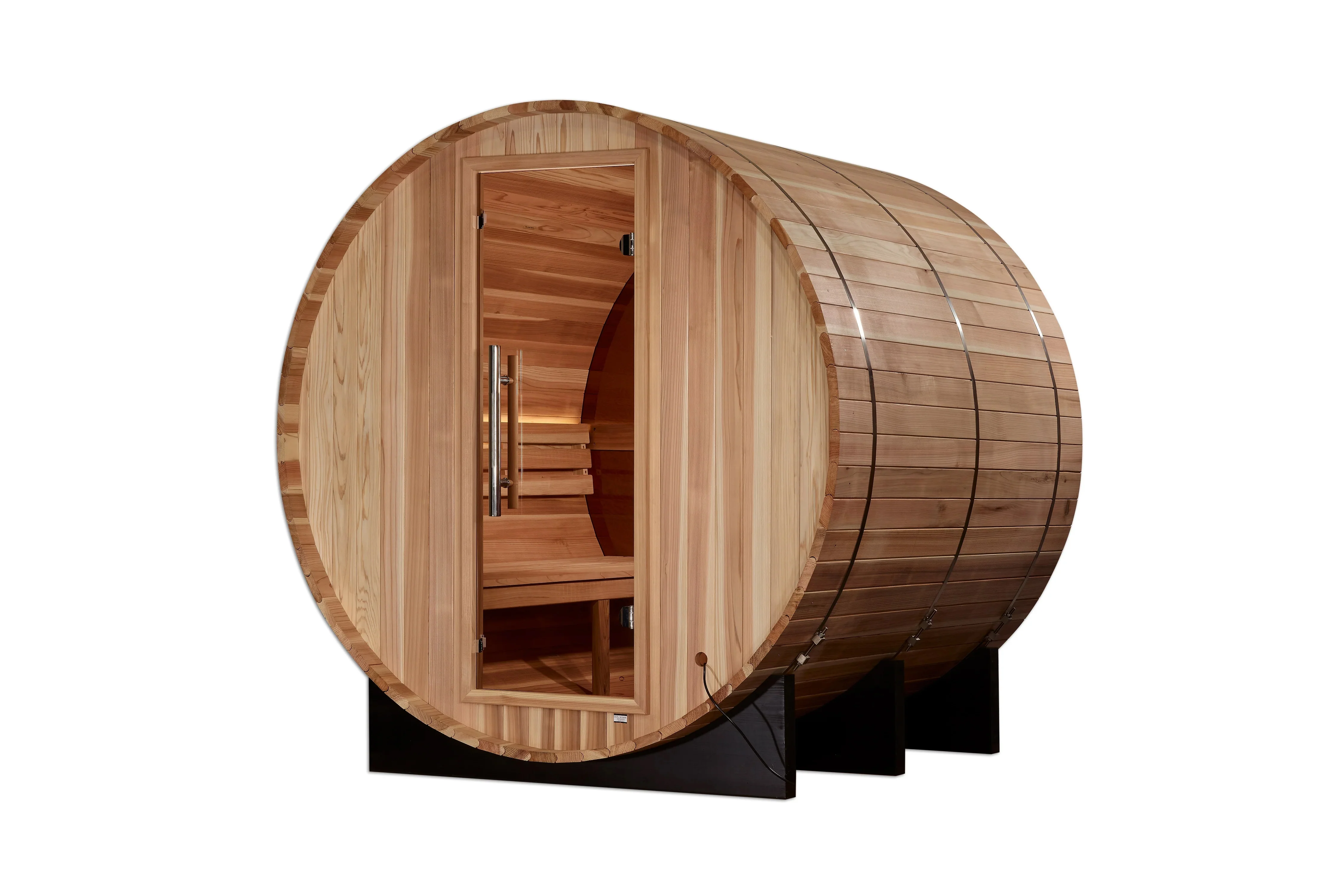 Golden Designs "Zurich" 4-Person Barrel Traditional Sauna (w/ Bronze Privacy View) - Image 3