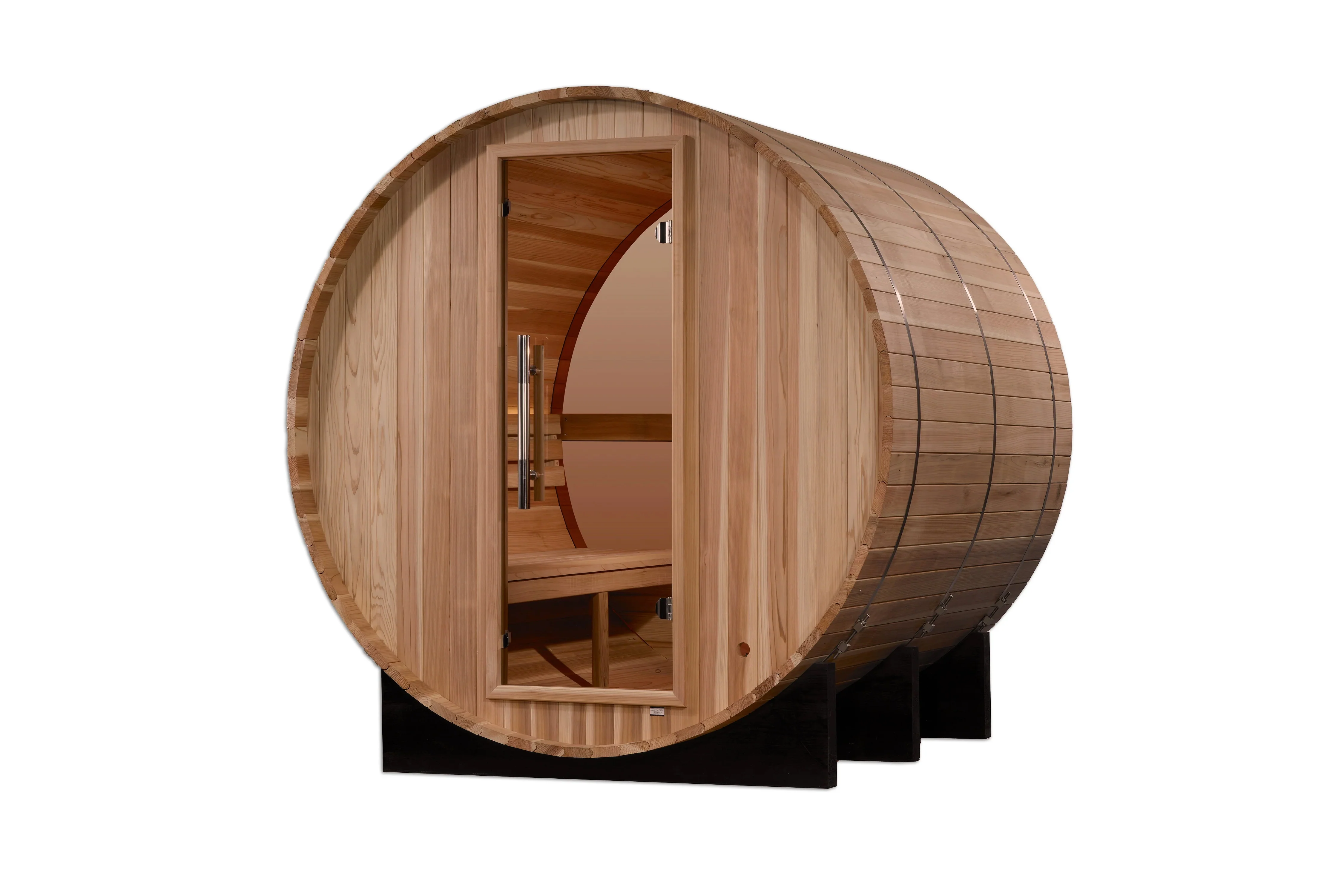 Golden Designs "Zurich" 4-Person Barrel Traditional Sauna (w/ Bronze Privacy View) - Image 4