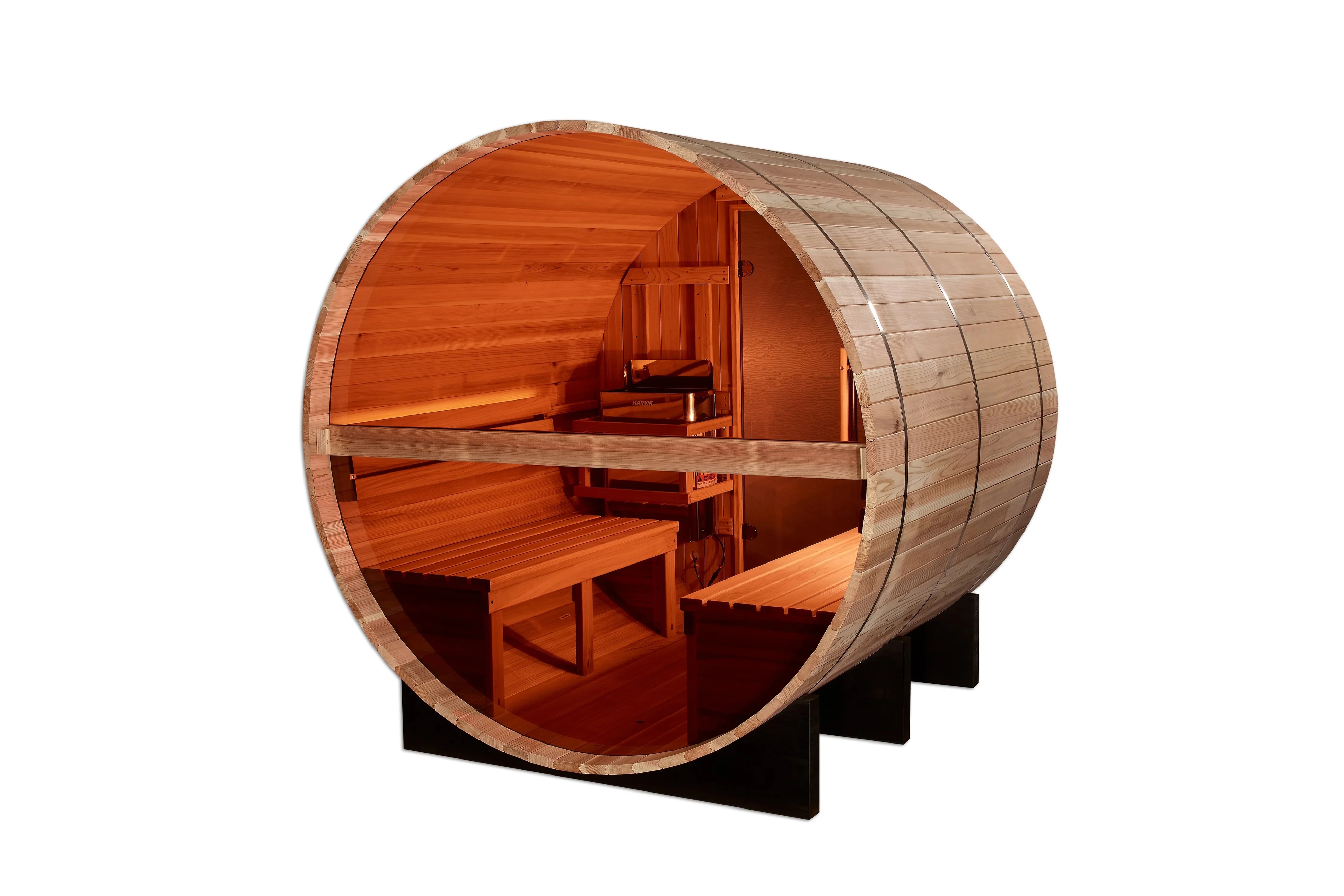 Golden Designs "Zurich" 4-Person Barrel Traditional Sauna (w/ Bronze Privacy View) - Image 5