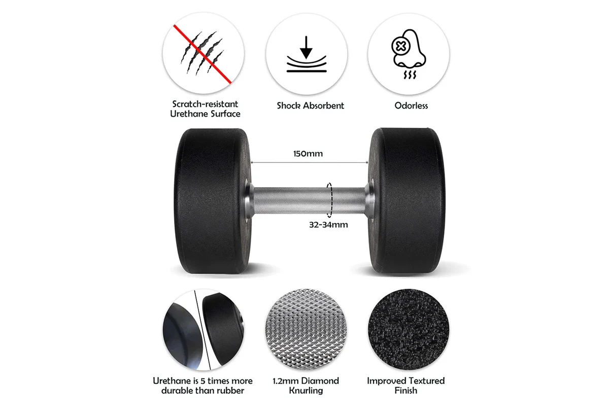 Warrior Elite Urethane Pro-Style Dumbbell Sets (5-50lbs & Up) (🧨JULY 4th SALE) - Image 4